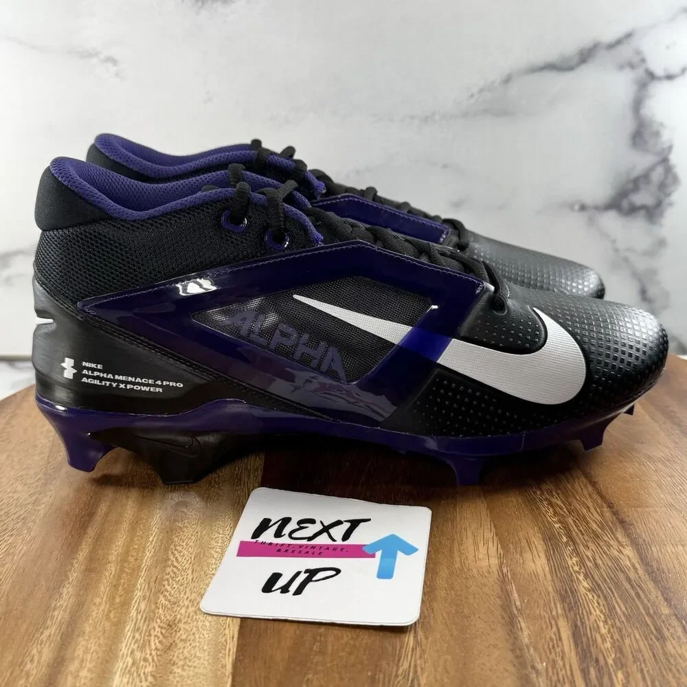 Size 10.5-Nike Alpha Menace 4 Pro Football Cleats Black Purple IB2507-004 RARE