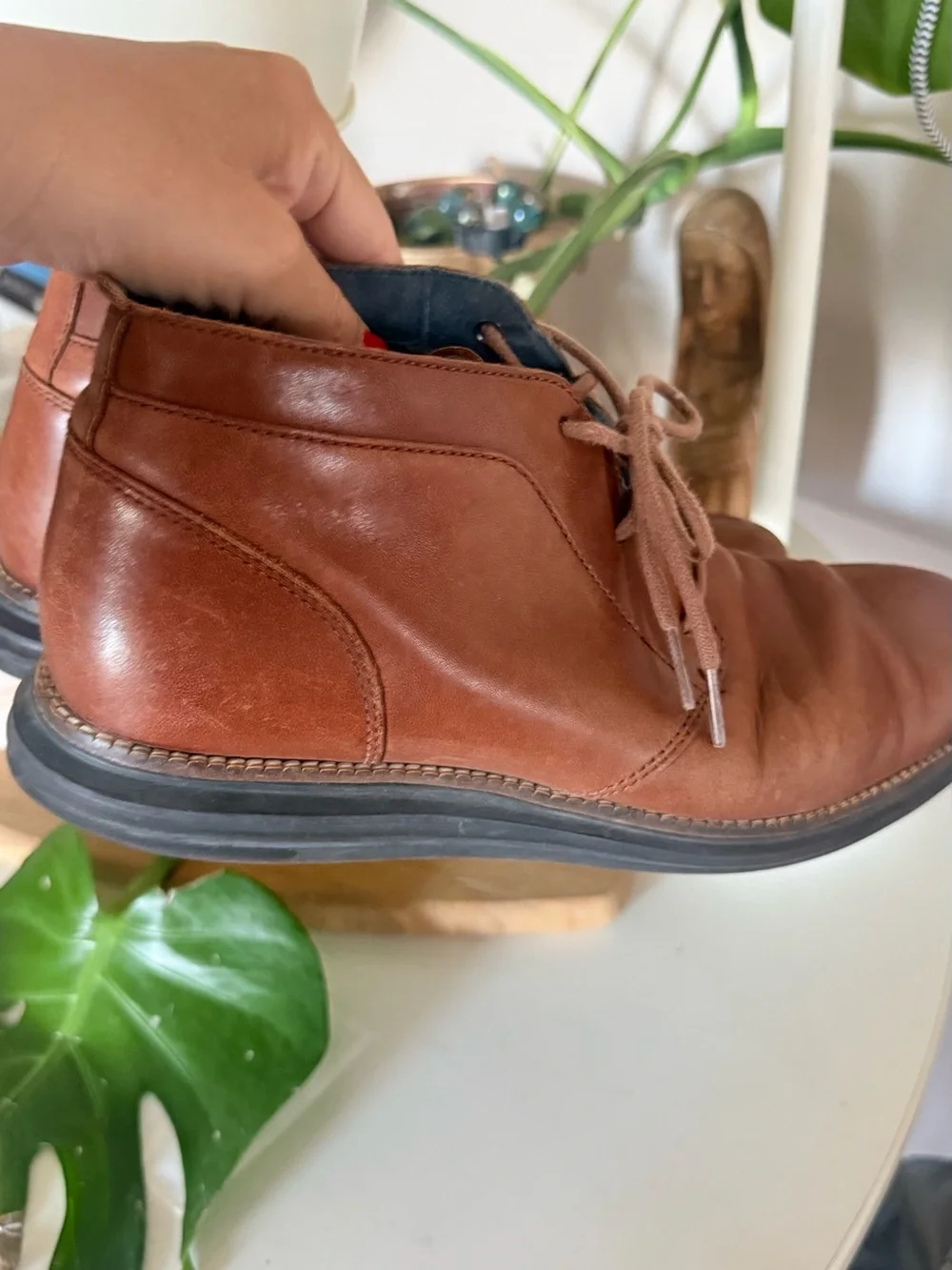 Cole haan Men's Brown Leather Lace-Up Boots