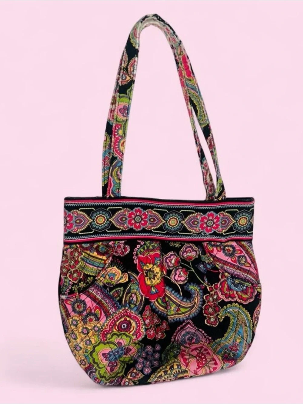 Vera Bradley Black Multi Paisley Quilted Tote