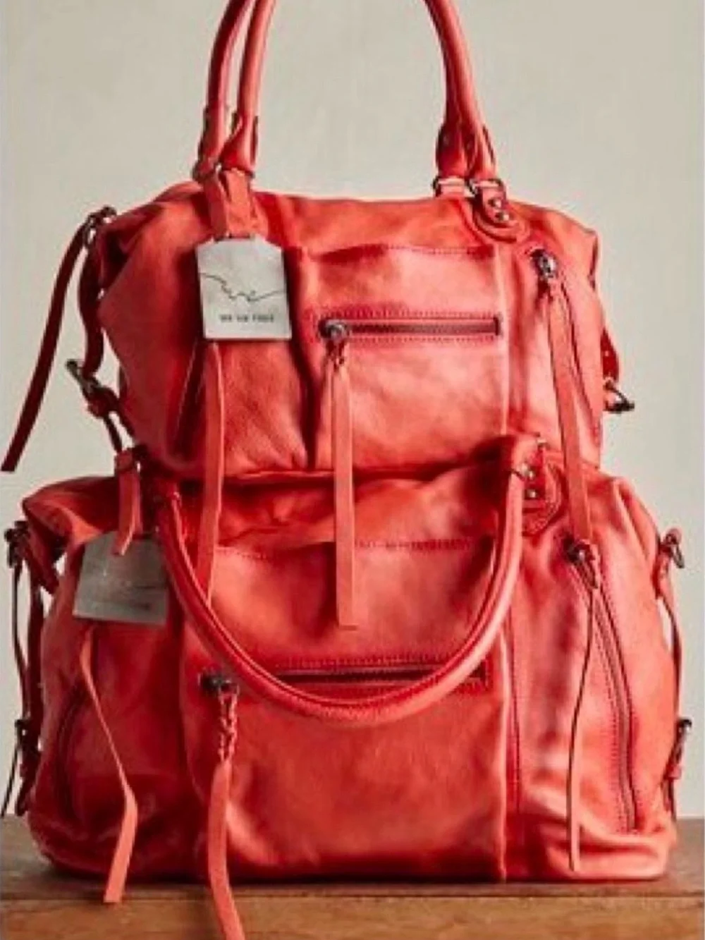 New - Free People Large Emerson Tote Bag Purse in Red Clay
