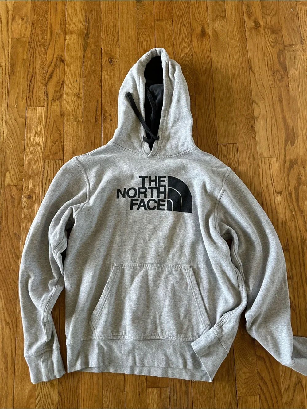 The North Face Light Gray Pullover Hoodie with Black Logo