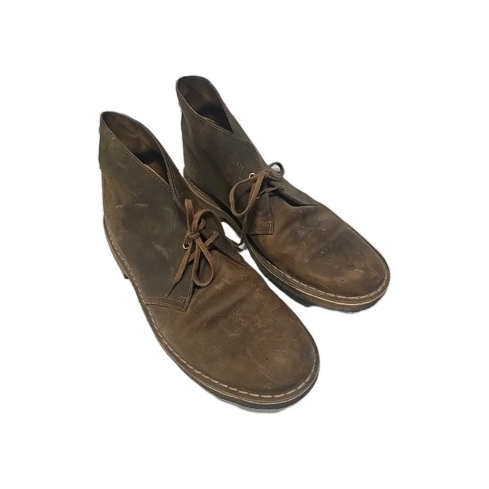 Clarks 13292 Brown Oiled Leather Lace Up Chukka Desert Boots Men's Size 12