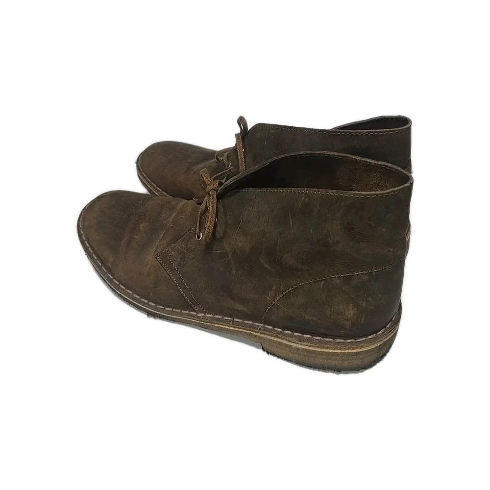 Clarks 13292 Brown Oiled Leather Lace Up Chukka Desert Boots Men's Size 12