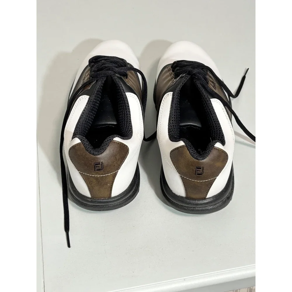 Foot Joy -  Mens 10M Golf Shoes White Brown Black Spiked 45516 Classic