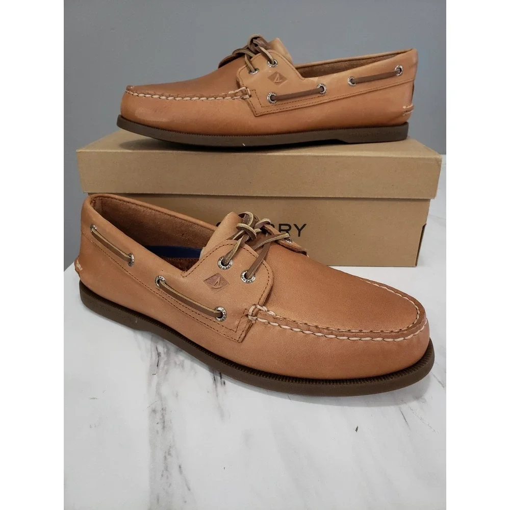NEW SPERRY Original Boat Shoes Mens 11 MENS 2 Eye Top Sider Sahara Brown EU 44.5