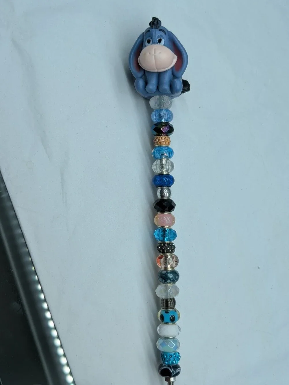 Hand Made Beaded Fairy Wand/Plant/Garden Stake W/Eeyore Topper