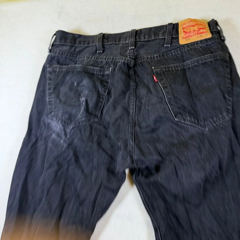Levis 501 Original Fit Black Denim Jeans Mens W38 L30 Straight Leg Button Fly