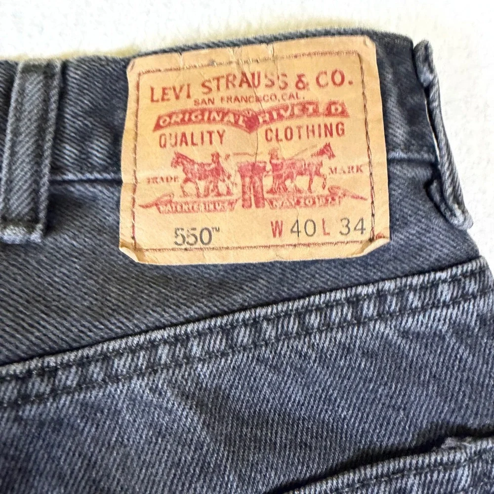 Levis 550 Relaxed Fit Tapered Leg Jeans Mens 40x34 Faded Black Denim 5-Pocket