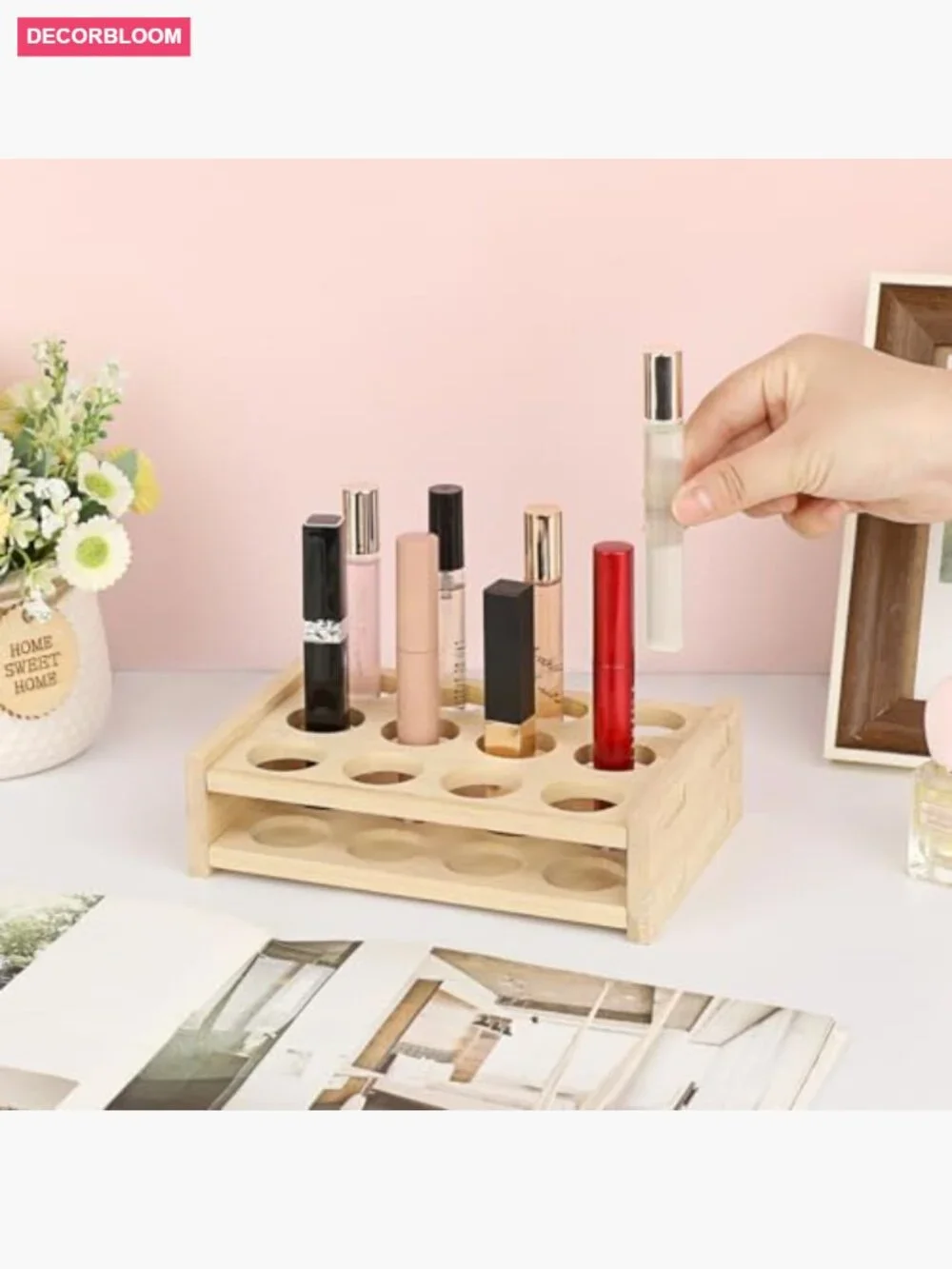 Bamboo Essential Oil Storage Rack 12 Slots Display Stand