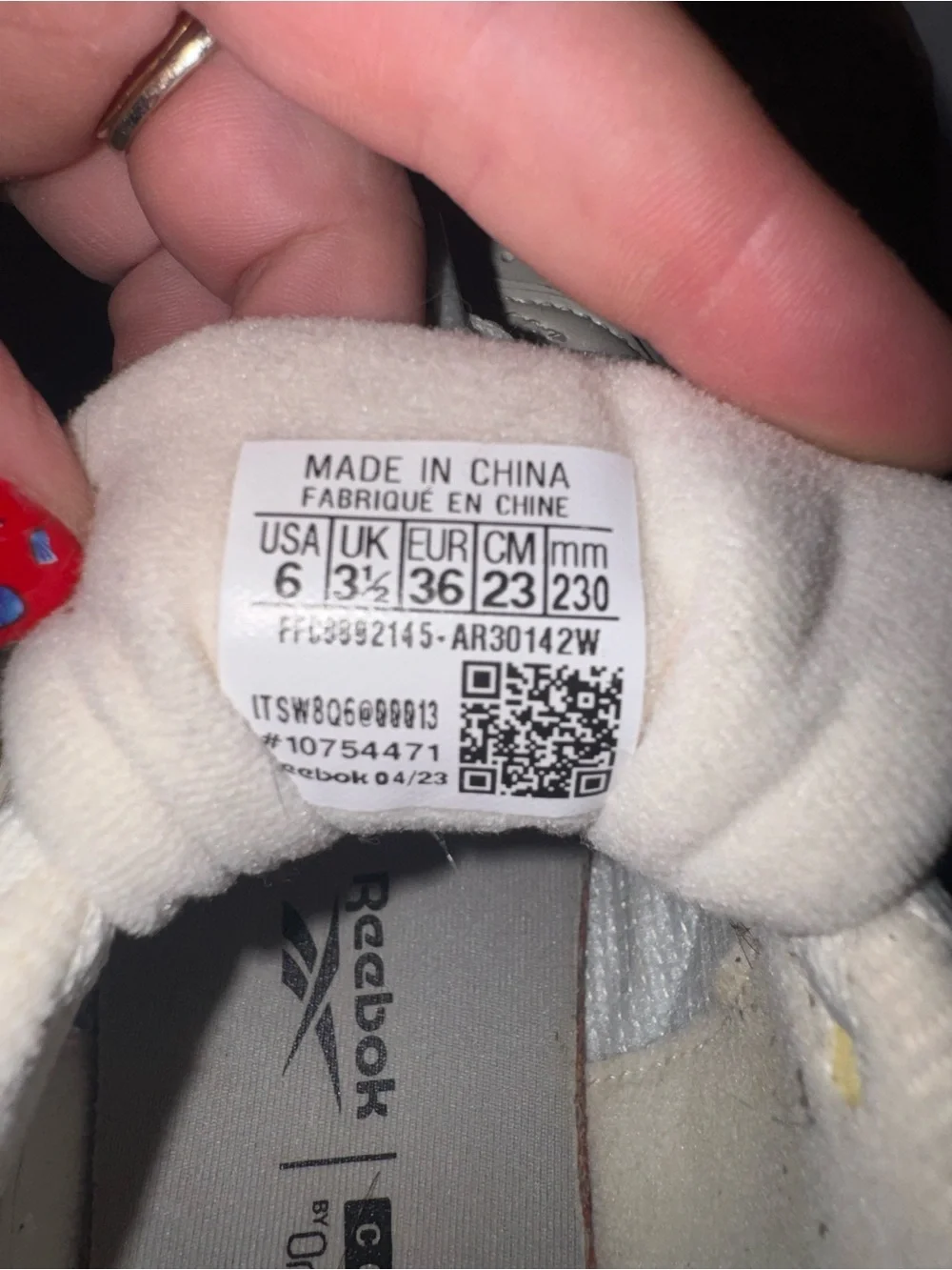 Reebok outsole up upper