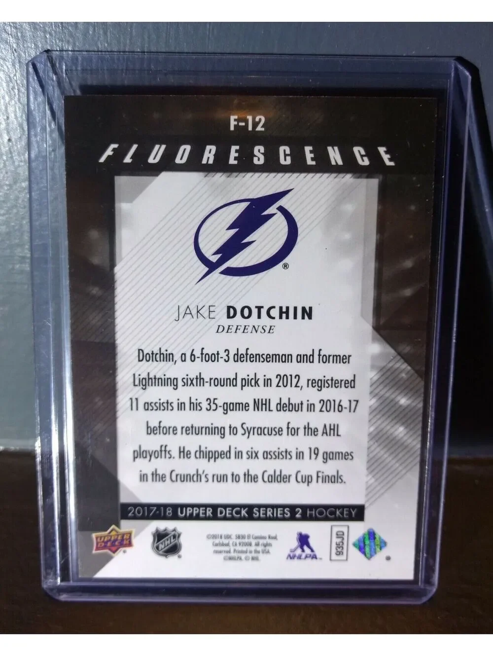 2017 Jake Dotchin Upper Deck Fluorescence #F-12 Hockey Card #/150