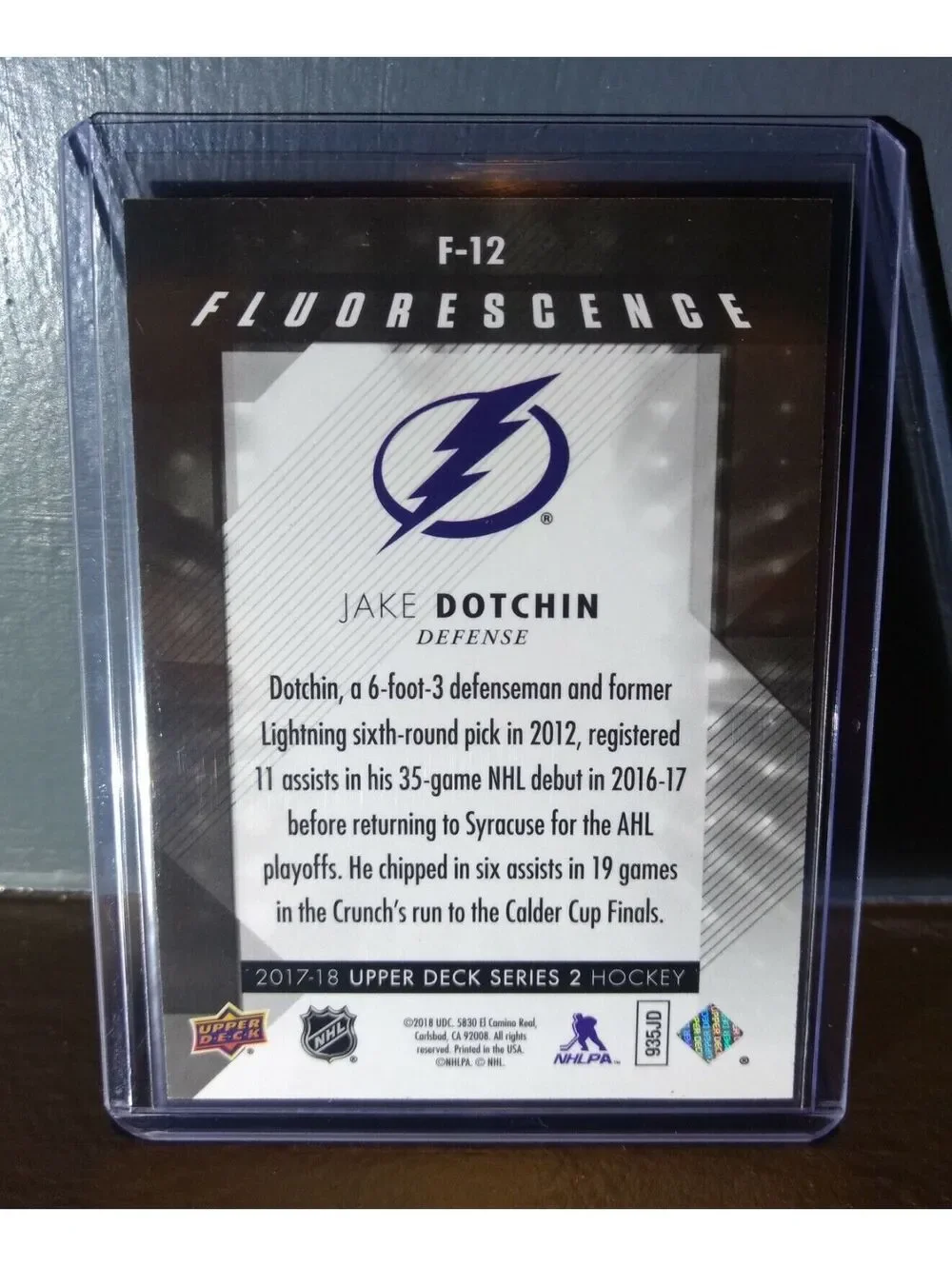 2017 Jake Dotchin Upper Deck Fluorescence #F-12 Hockey Card #/150