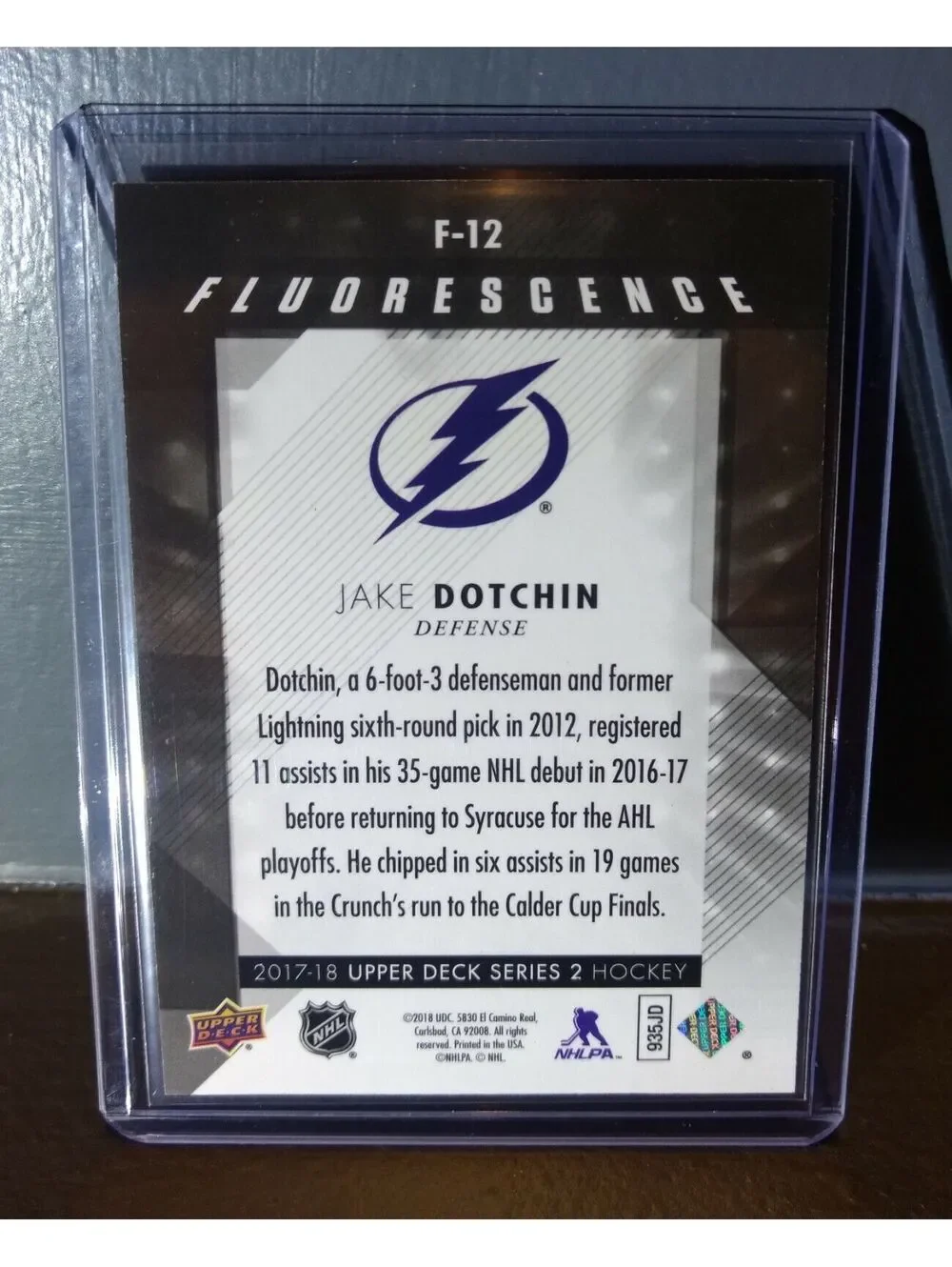 2017 Jake Dotchin Upper Deck Fluorescence #F-12 Hockey Card #/150