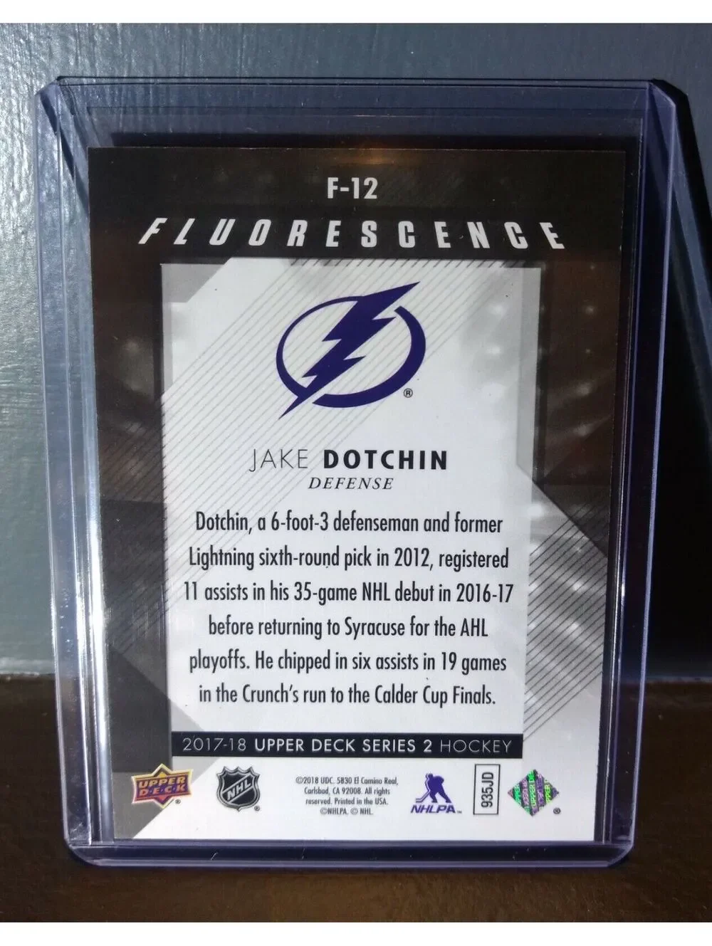 2017 Jake Dotchin Upper Deck Fluorescence #F-12 Hockey Card #/150