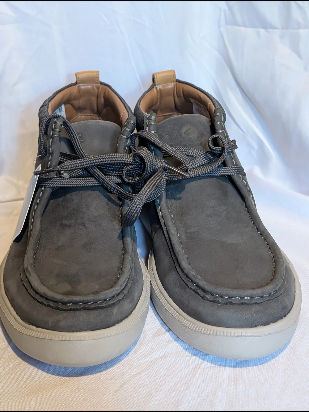 Clarks Men's Nubuck Chukka Boots in Gray with Tan Accents