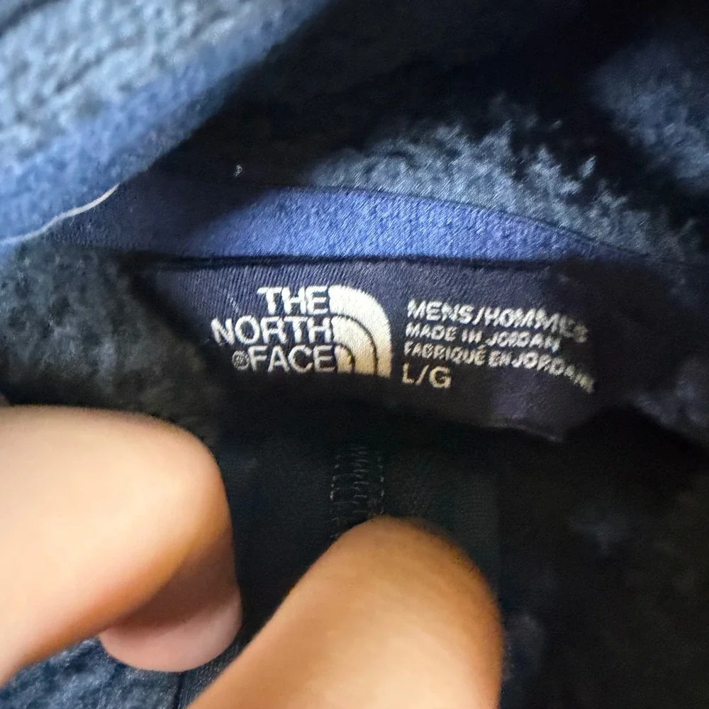 The North Face Mens Blue Full Zip Fleece Hoodie Jacket L Heathered Gorpcore