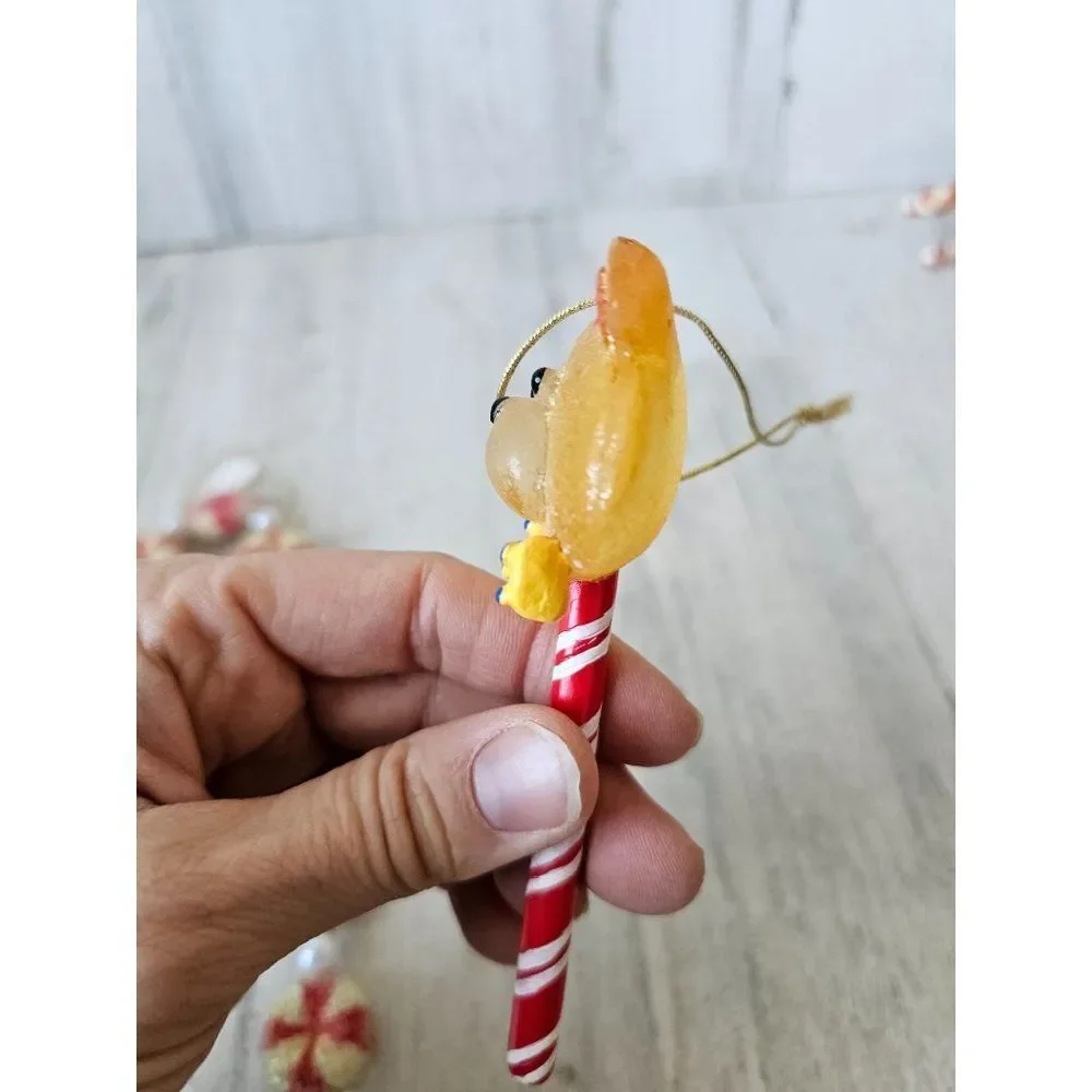 Peppermint candy cane vintage ornament‎ sucker lollipop bear Xmas tree