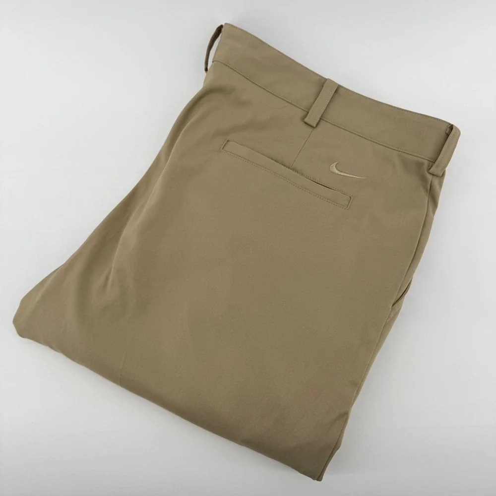 Nike Golf Dri-FIT Flat Front Pants Performance Khaki Tan 38x29 Mens Trousers