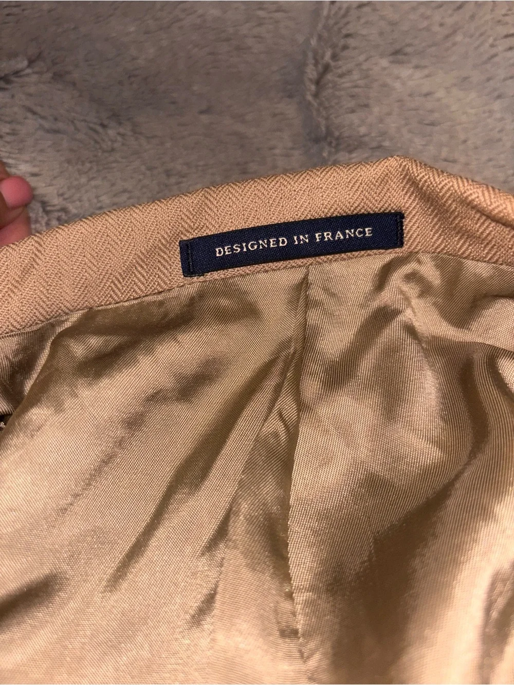 Daniel Cremieux Blazer Suit Jacket 42R Beige Tan Designed in France Wool Blend
