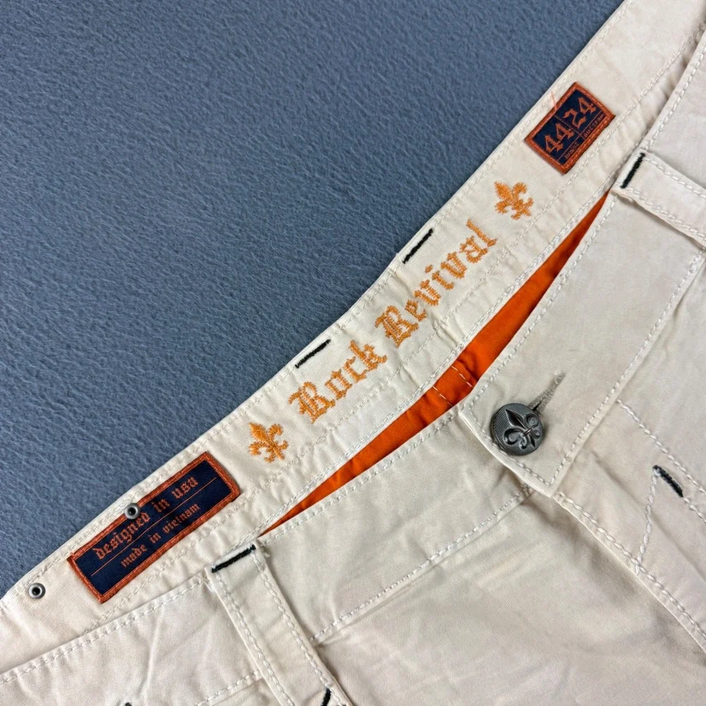 Rock Revival Cargo Shorts Men's 44 (Fits 48) Beige American Flag Streetwear Y2K