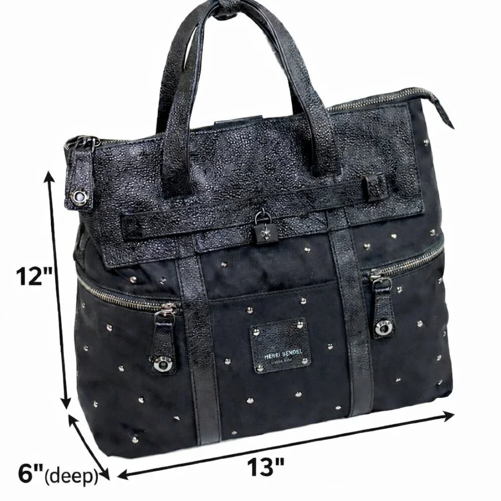 Henri Bendel Jetsetter Large Rare Find Tonal Stud Three Way Convertible Backpack