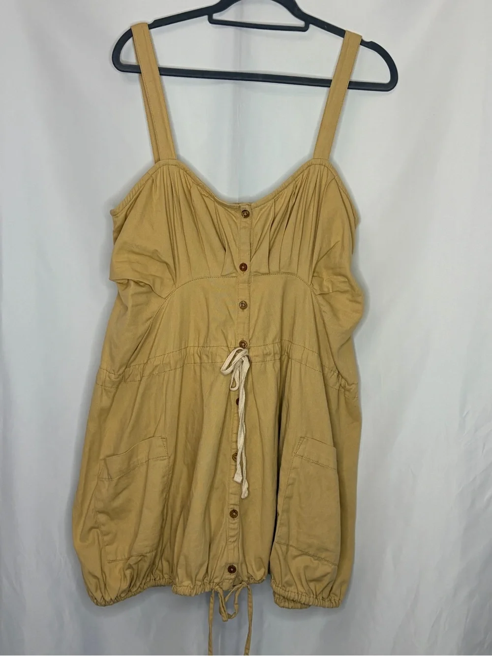 Free People Free Est Taste of Sunshine Drawstring Peplum Tunic in Tan Biscotti