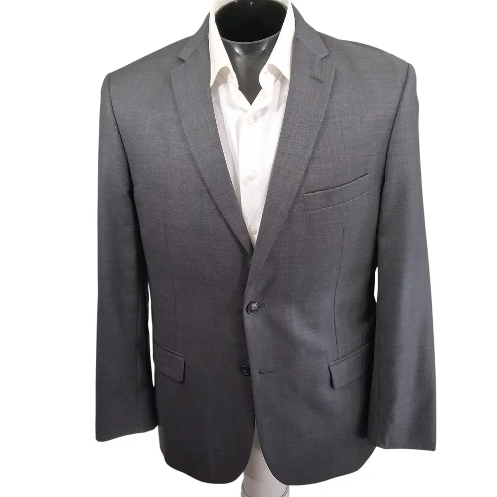 Jos. A. Bank Joseph Sport Coat 42R Gray Micro Houndstooth Slim Fit Double Vent