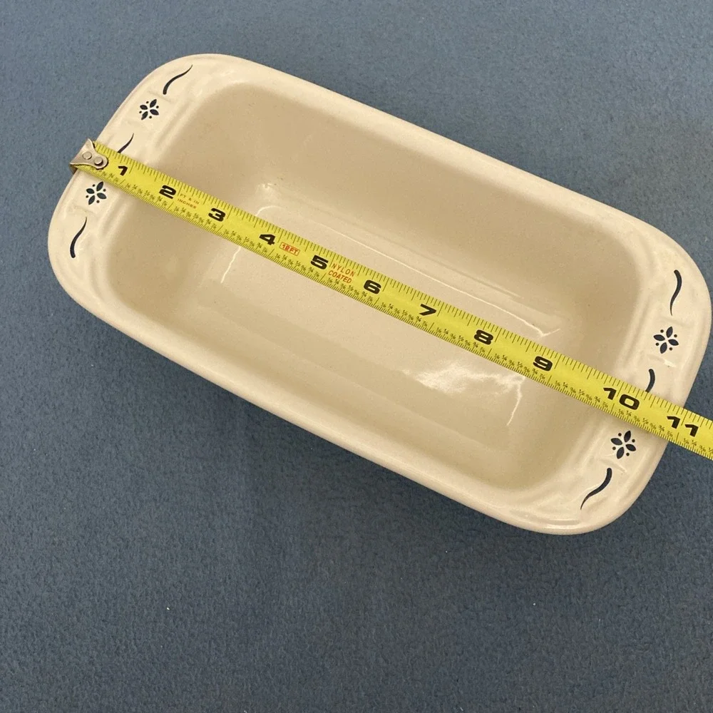 Longaberger Pottery Woven Traditions Blue 1.5 Quart Loaf Pan -8.5