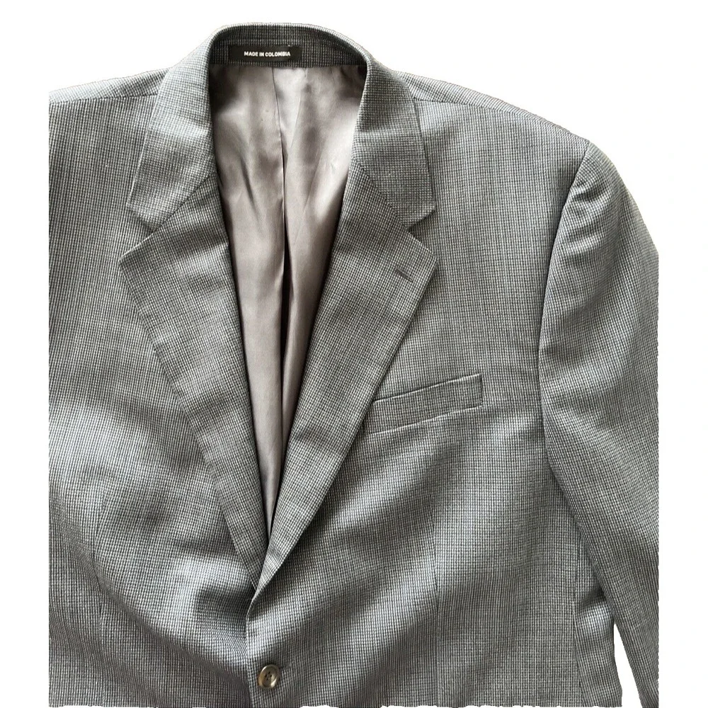 Lauren‎ Ralph Lauren Men's Size 50L Suit Jacket Pure New Wool Gray Blue Knit