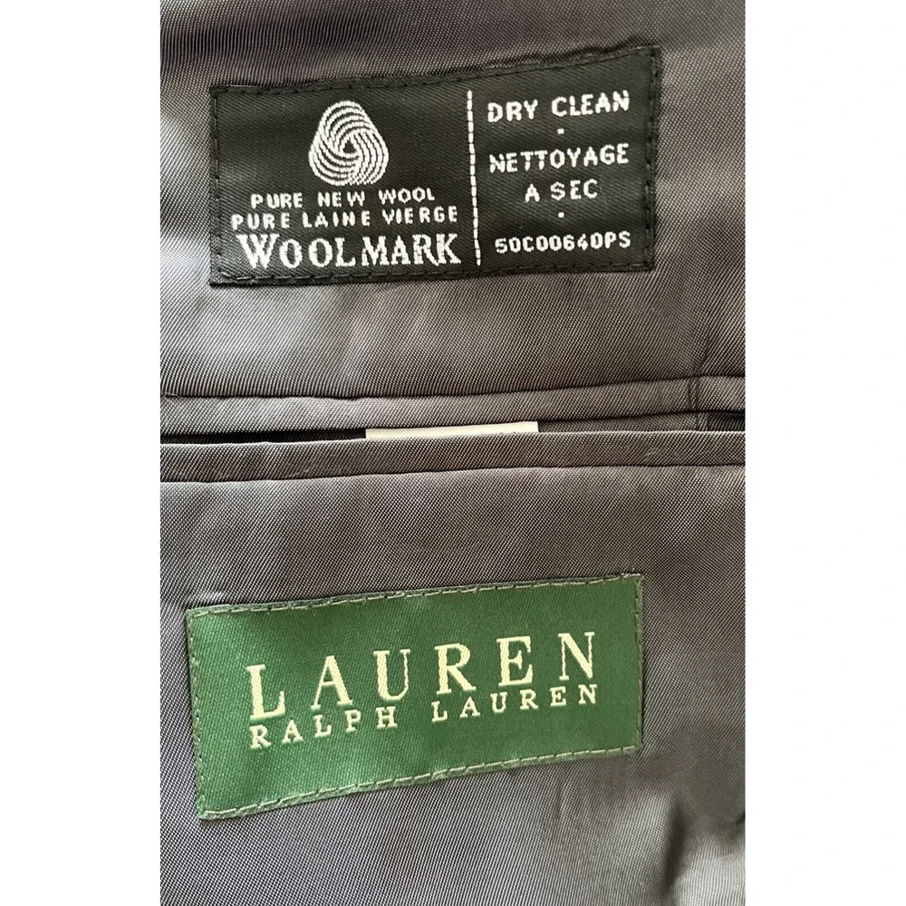 Lauren‎ Ralph Lauren Men's Size 50L Suit Jacket Pure New Wool Gray Blue Knit