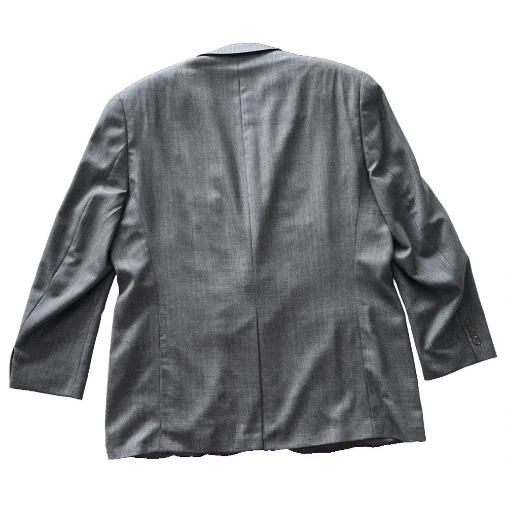 Lauren‎ Ralph Lauren Men's Size 50L Suit Jacket Pure New Wool Gray Blue Knit