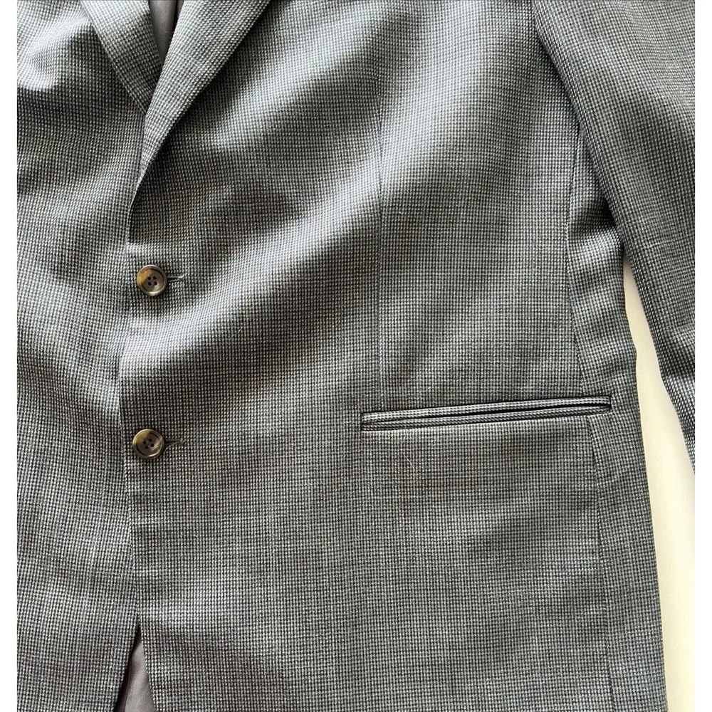 Lauren‎ Ralph Lauren Men's Size 50L Suit Jacket Pure New Wool Gray Blue Knit