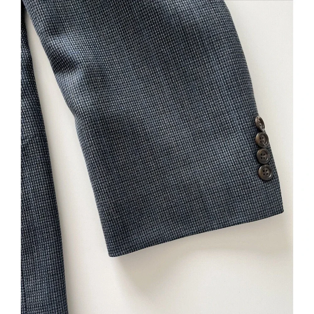 Lauren‎ Ralph Lauren Men's Size 50L Suit Jacket Pure New Wool Gray Blue Knit