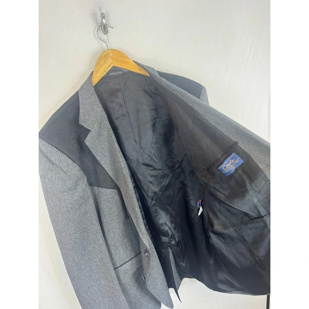 Circle S Mens Western Blazer Gray Black Faux Suede Yoke Sport Coat 54L  USA