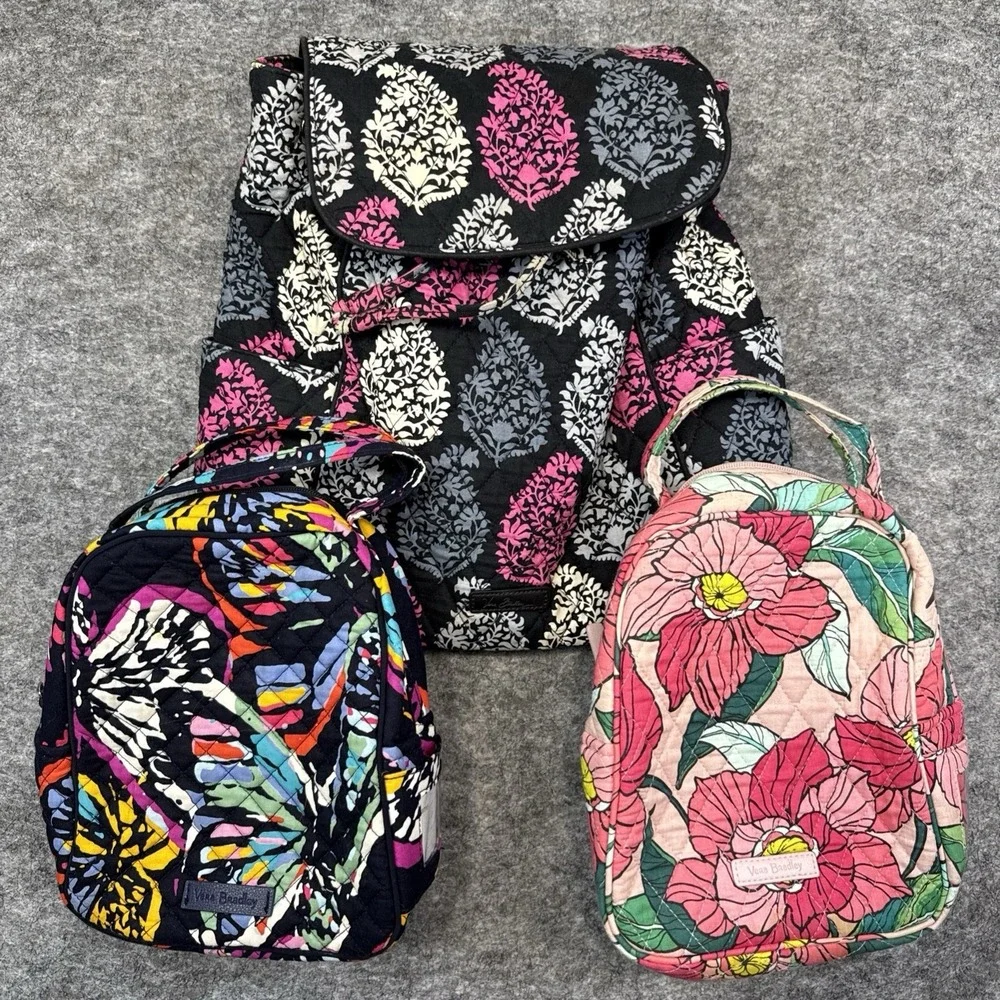 Vera Bradley Lot 2 lunchboxes 1 backpack women's colorful floral quilted school‎