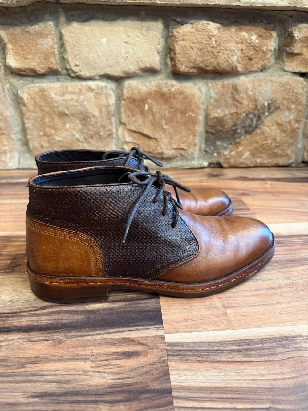 Johnston And Murphy Langley Mens Mixed Brown Chukka Leather Boots Size 9
