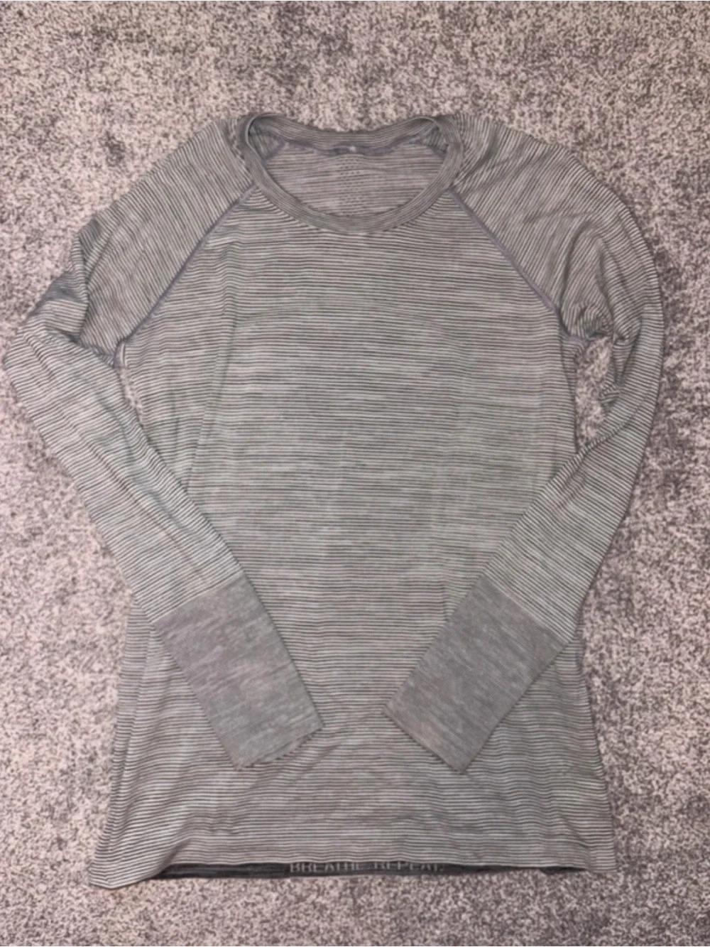 lululemon athletica Swiftly Tech Gray and White Striped Long Sleeve Top Size 12
