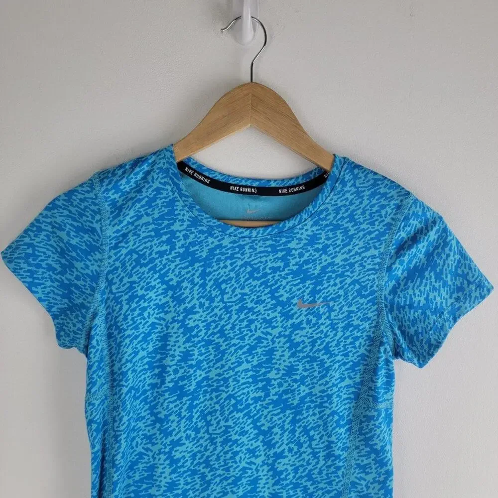 Nike Running Active Shirt Short Sleeve Blue Sports Yoga Size XS