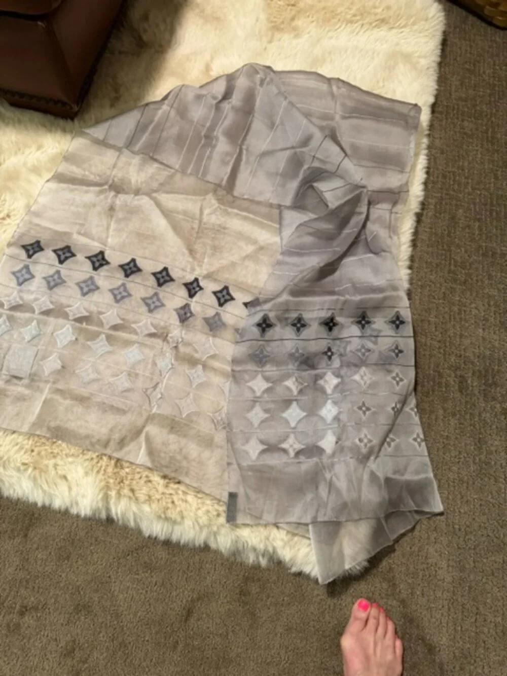 Louis Vuitton Grey Organza scarf - LOVELY!!