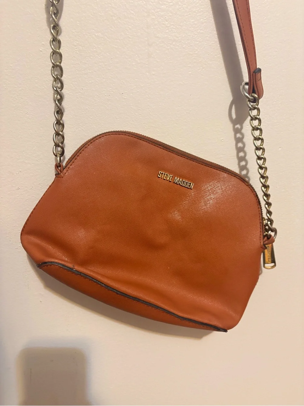Steve Madden Burnt Orange Leather Chain Strap Crossbody