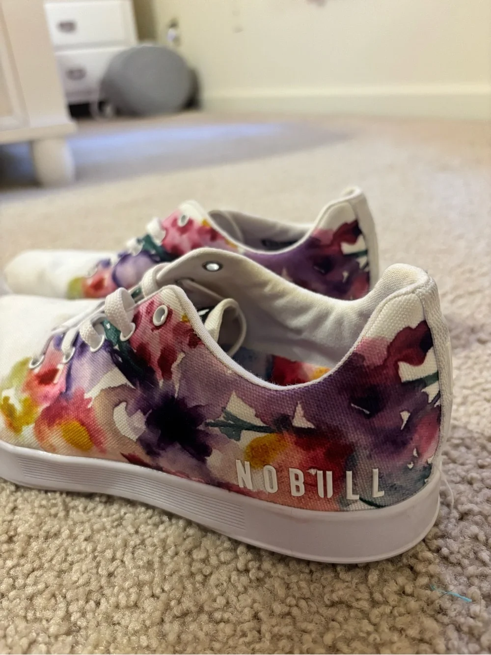 NOBULL White Trainers with Floral Pattern