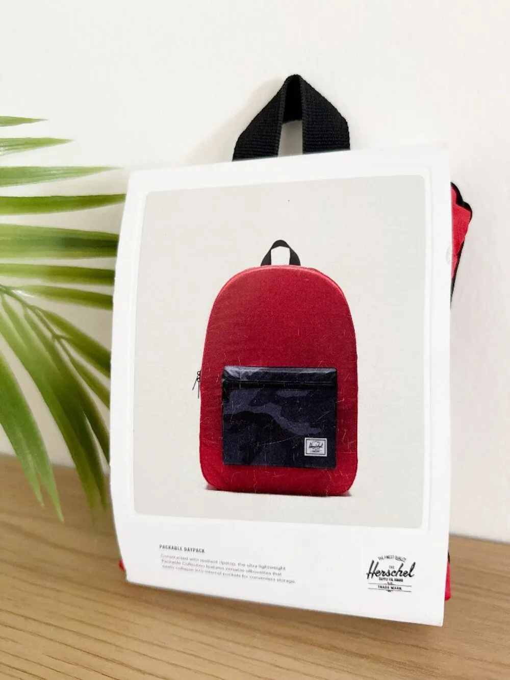 NEW Herschel Packable Daypack Backpack in Fiery Red/Night Camo