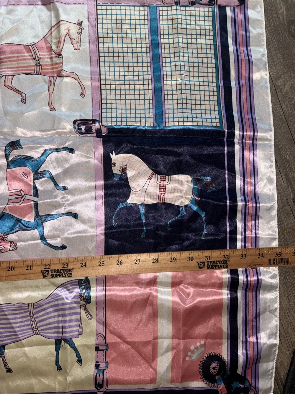 Vintage Silky equestrian-Print Decorative Scarf in Pink, Lavender, Navy