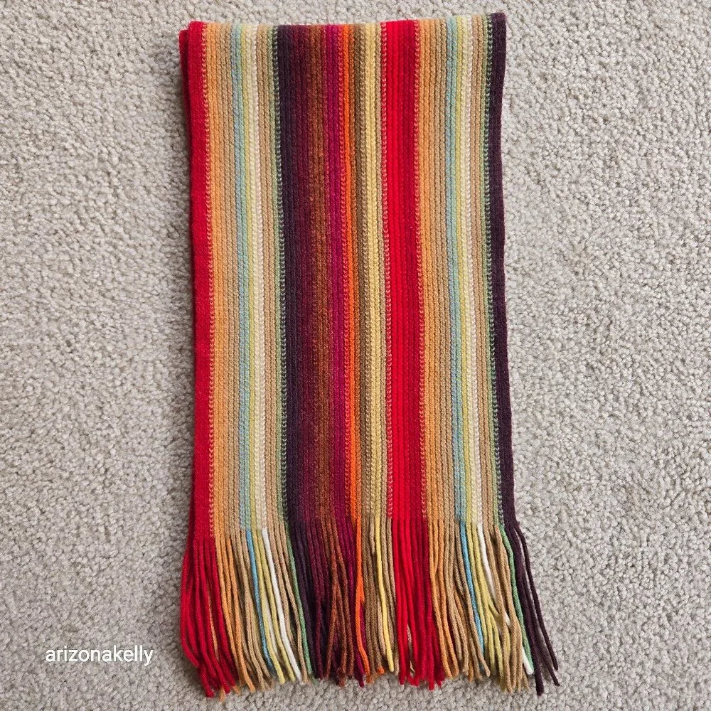 Wool Hand Knit Stripe Scarf William Brunton Scotland