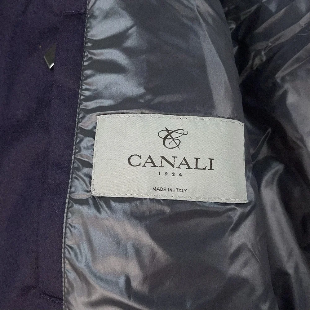 Men's Luxury Canali Wool Quilted Vest Rain Protection Goose Down Padded Size 54