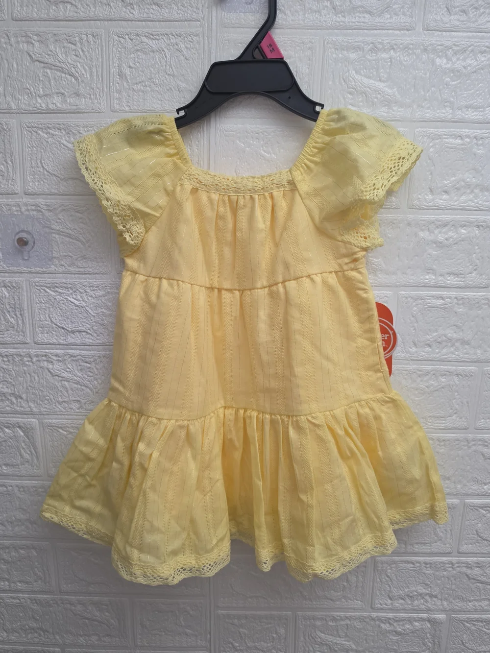 Nwt Wonder Nation Baby Girl's Cotton Yellow Summer Dress, Size 18 months