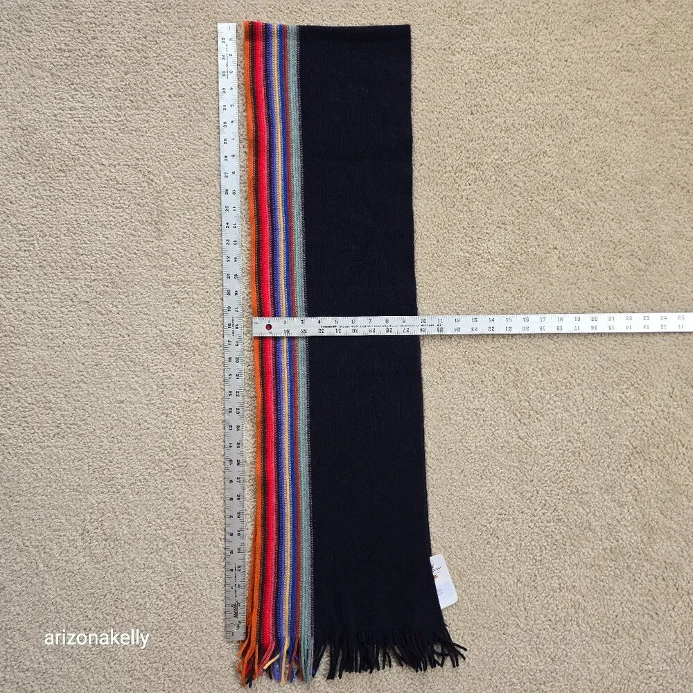 NWT Merino Angora Knit Scarf Stripe Glen Prince Wool