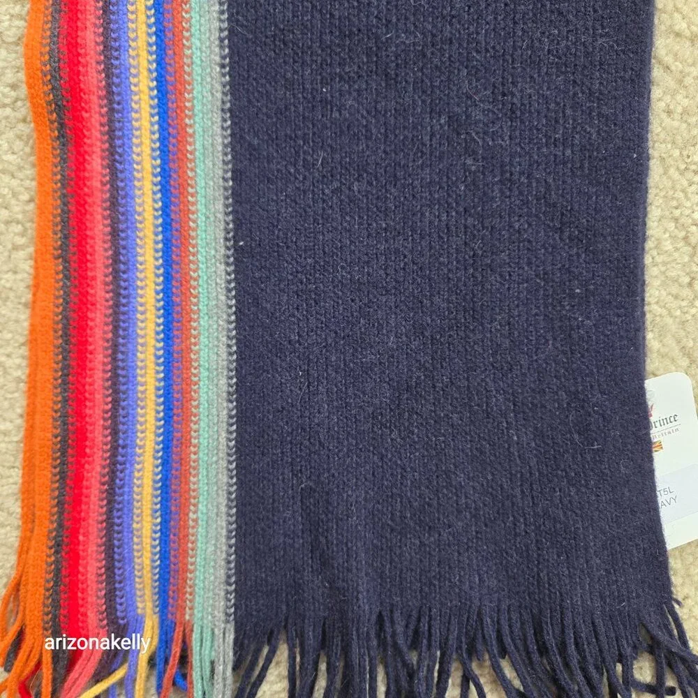 NWT Merino Angora Knit Scarf Stripe Glen Prince Wool
