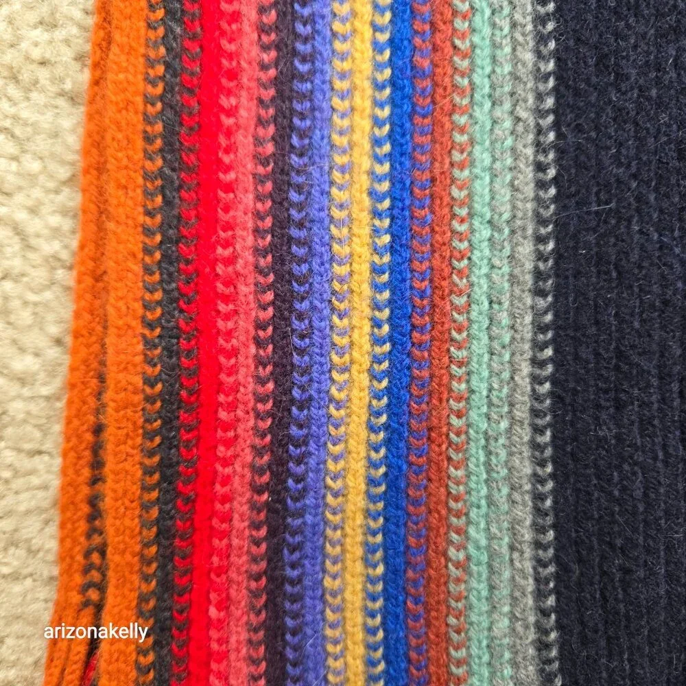 NWT Merino Angora Knit Scarf Stripe Glen Prince Wool