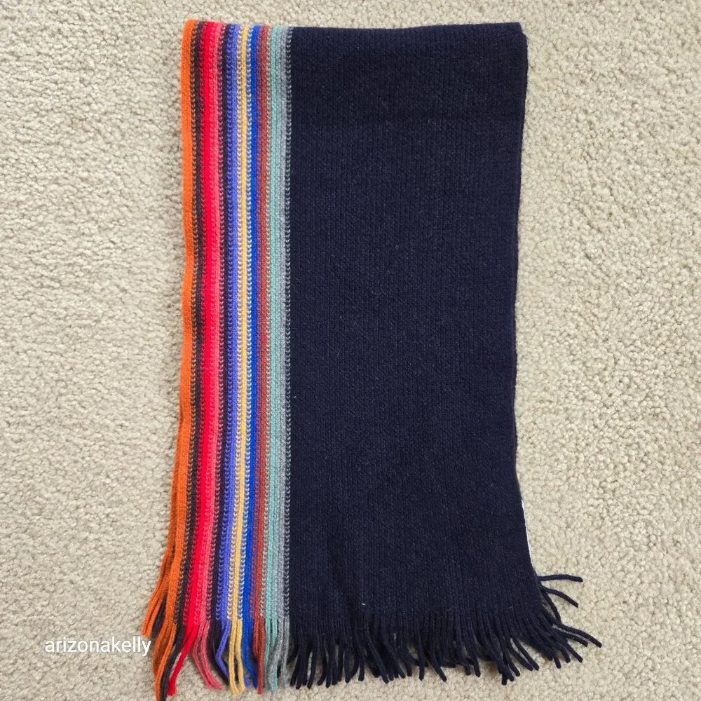 NWT Merino Angora Knit Scarf Stripe Glen Prince Wool